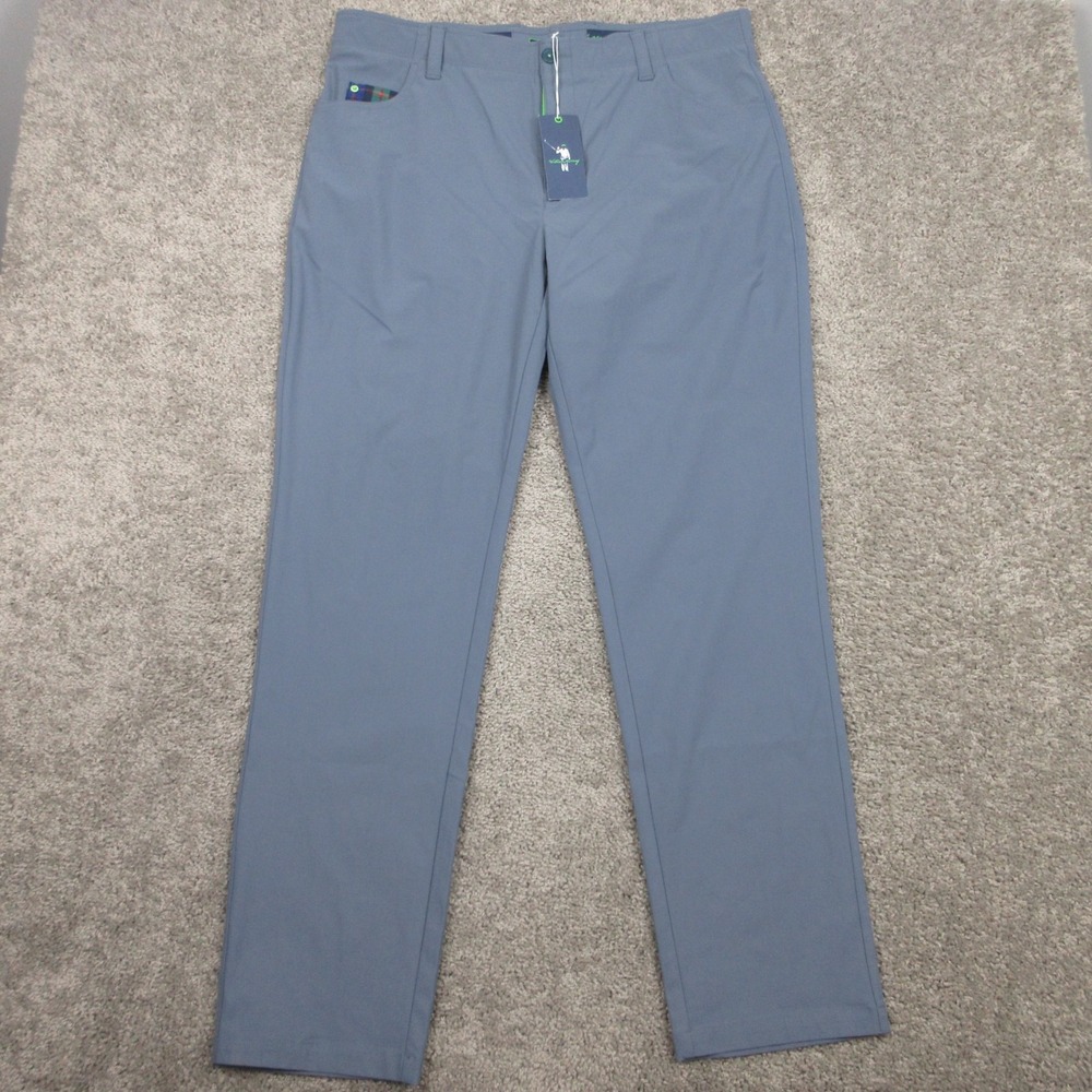 William Murray Pants Mens 38x33 (Tag 32) Gray Blue Performance‎ Golf Chinos NEW